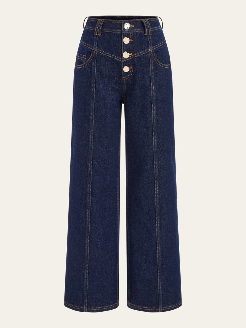 Commense Wide Leg Dark Blue Women’s Jeans with High Waist